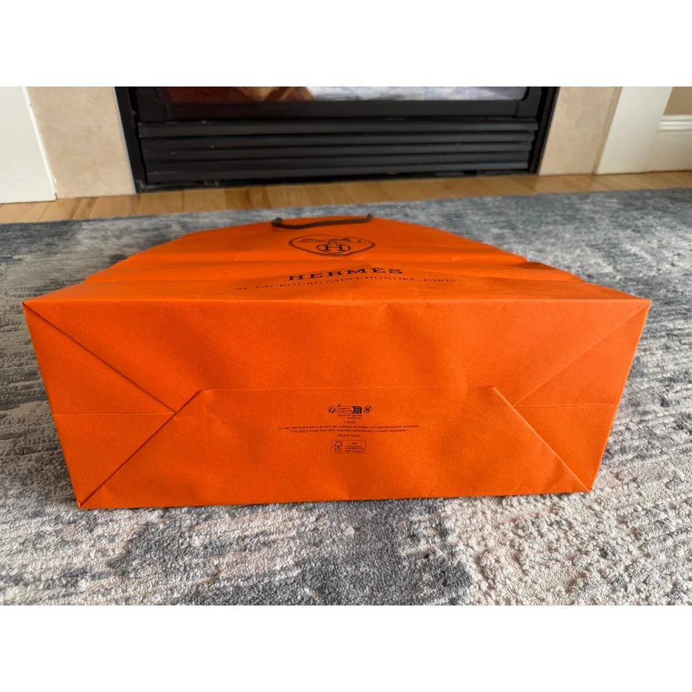 Unisex Hermès Orange & Black Logo Shopping Bag One Size